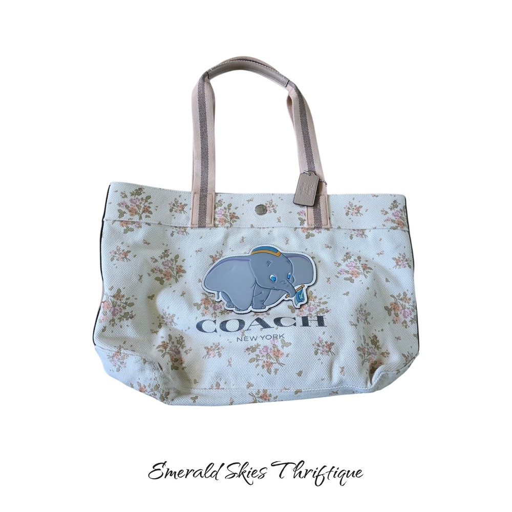 COACH X Disney Dumbo floral Canvas Tote S/N 91119